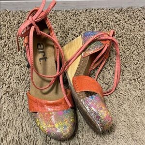 ART. Company | Paint Splatter | Cork Wedge | Leather | Shoe | Orange | Size 40